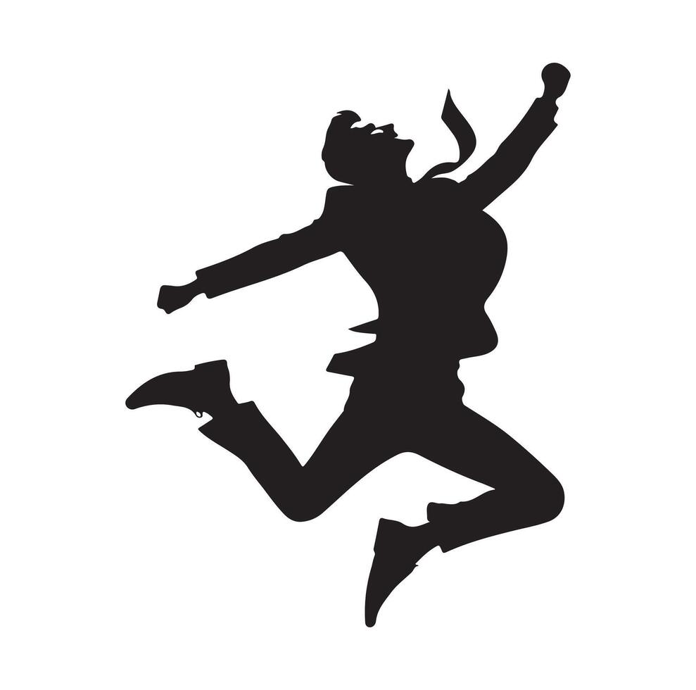 BUSINESS MAN JUMPING POSE SILHOUETTE STYLE. Business people run vector