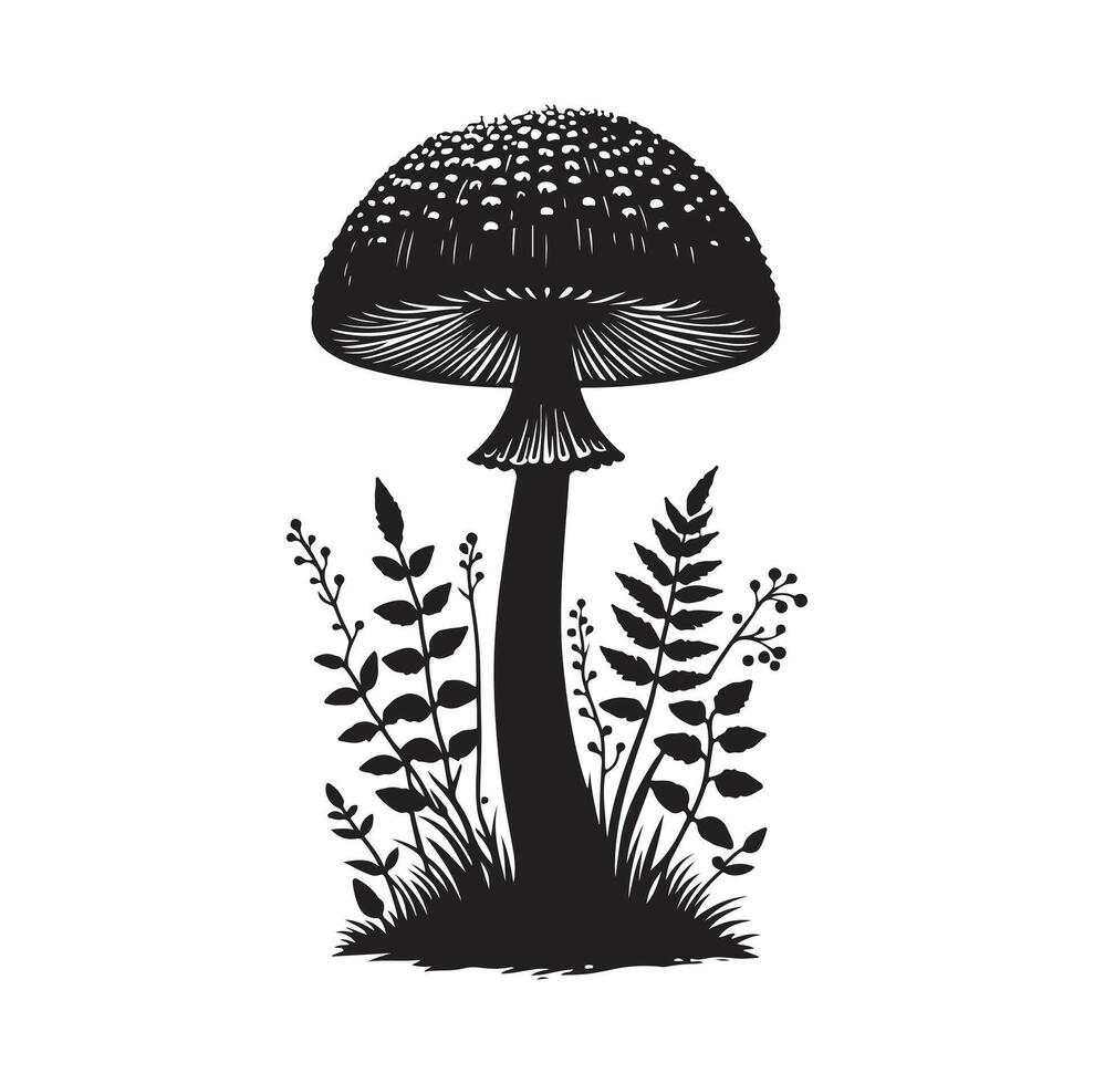 Mushroom icon illustration silhouette style vector