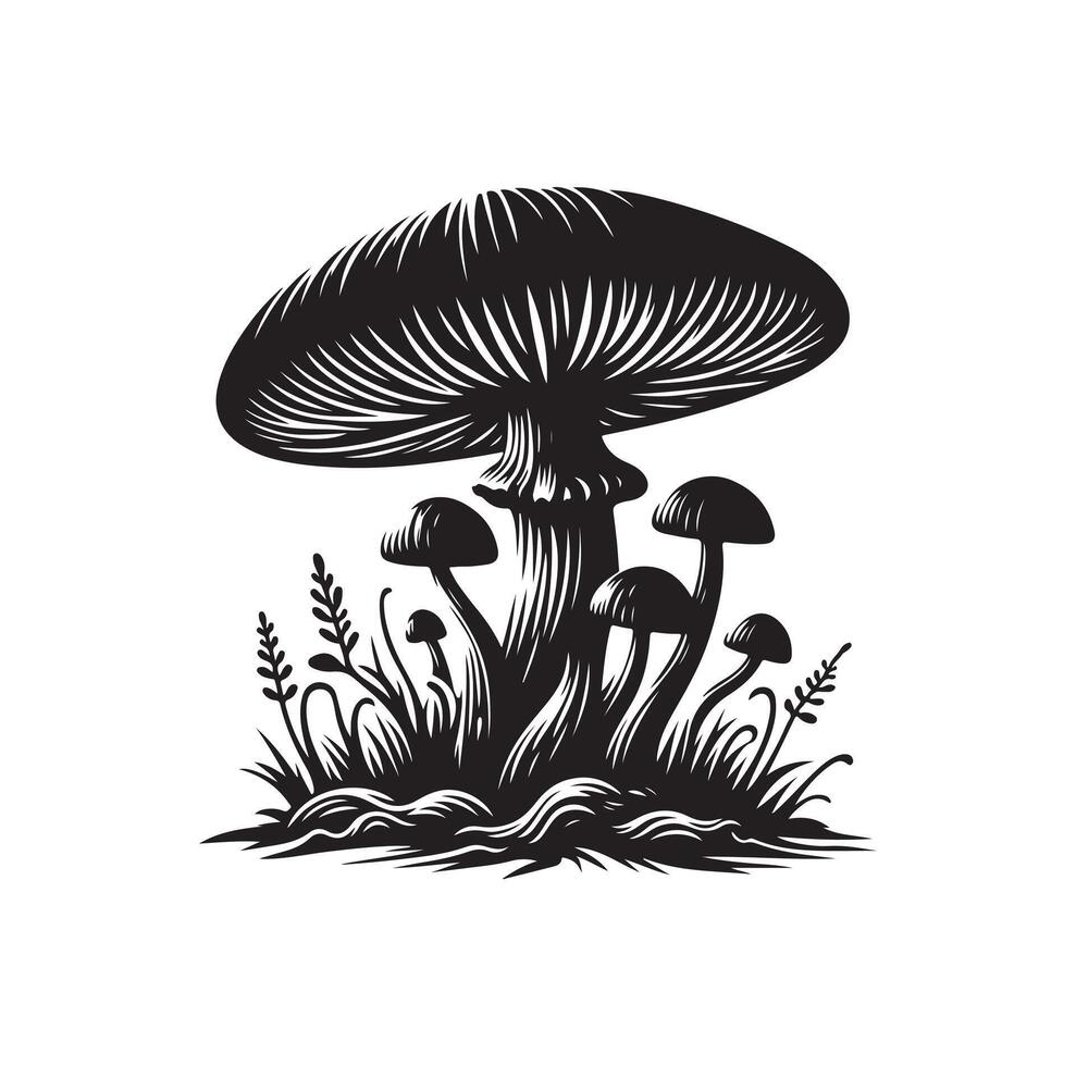 Mushroom icon illustration silhouette style vector