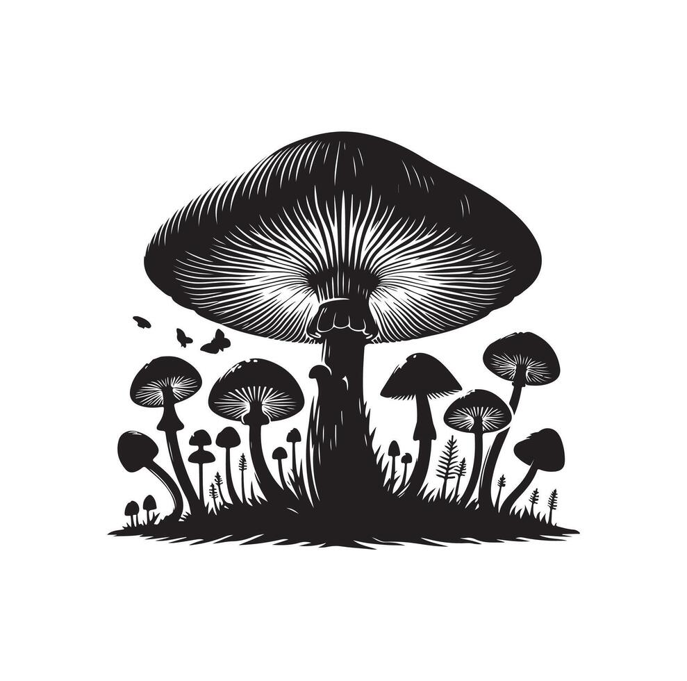 Mushroom icon illustration silhouette style vector