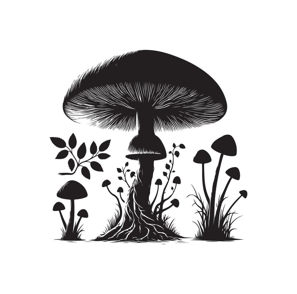 Mushroom icon illustration silhouette style vector