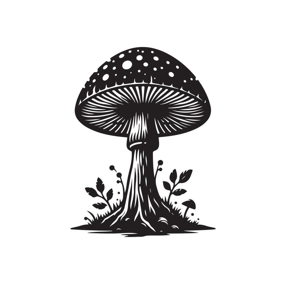 Mushroom icon illustration silhouette style vector
