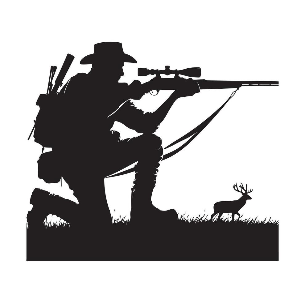 Hunting Man Silhouette illustration vector