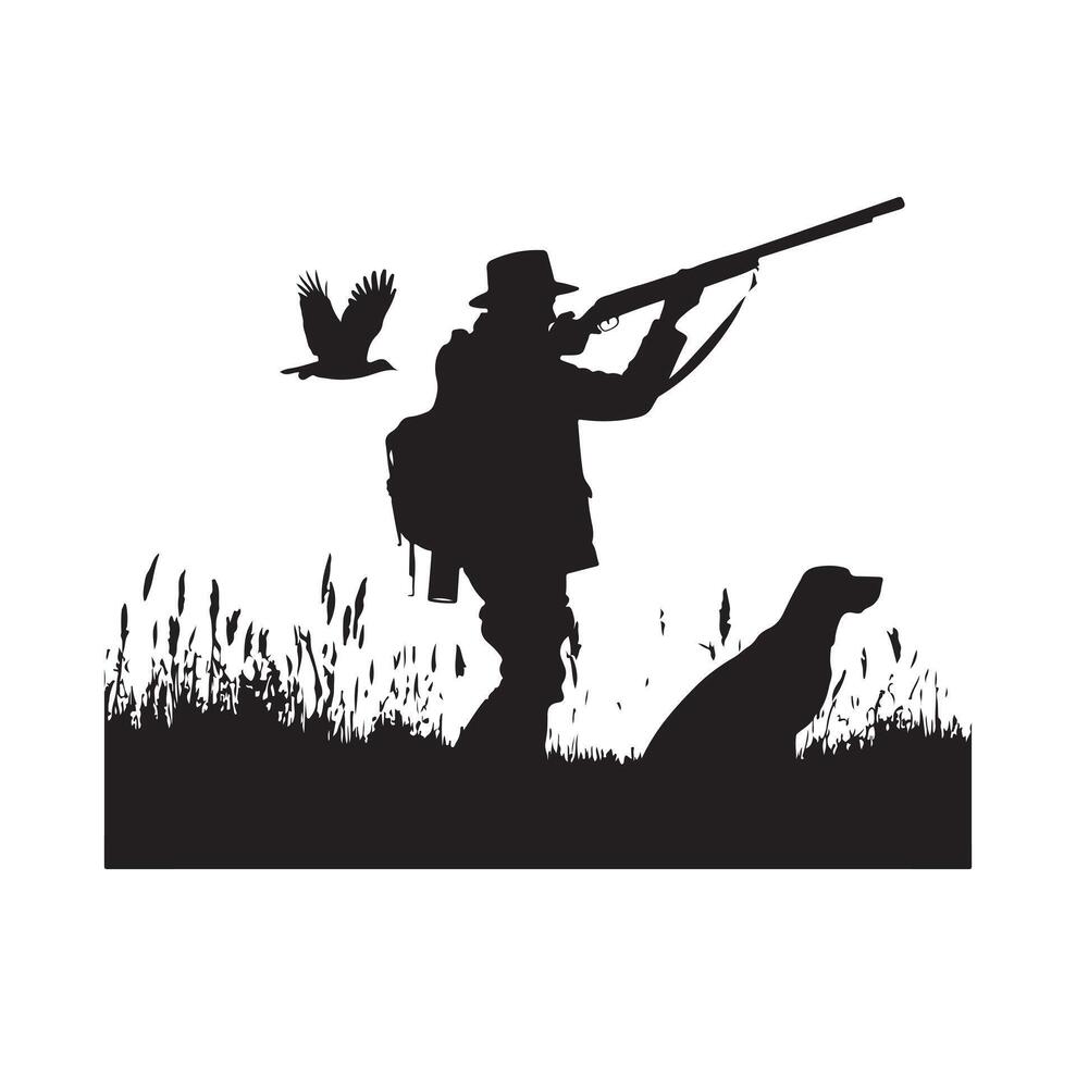 Hunting Man Silhouette illustration vector