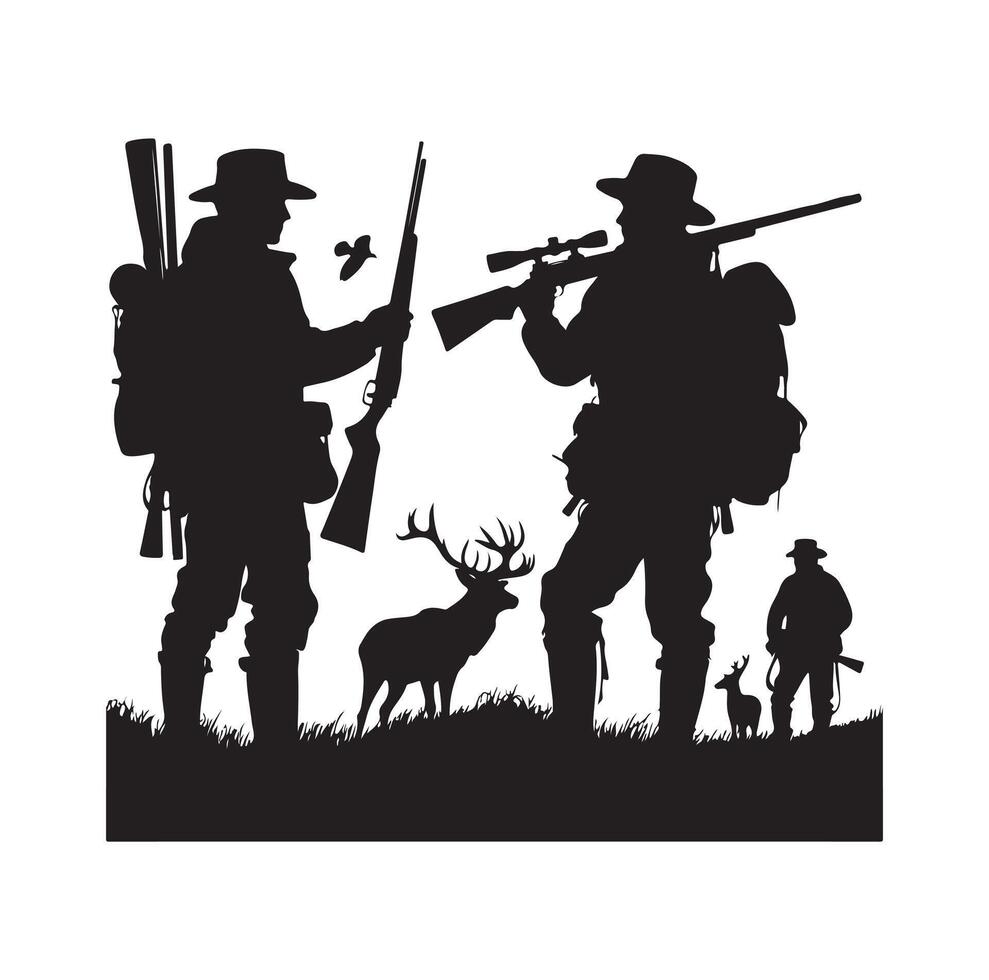 Hunting Man Silhouette illustration vector