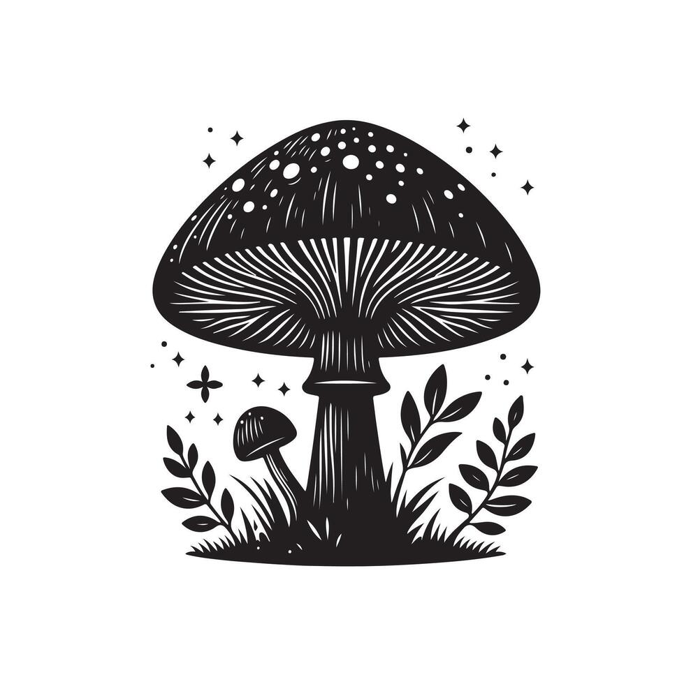 Mushroom icon illustration silhouette style vector