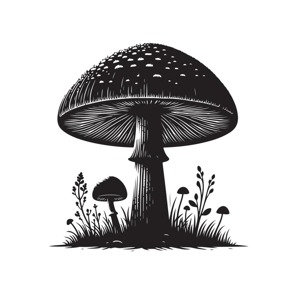 Mushroom icon illustration silhouette style vector