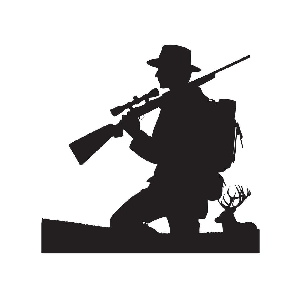 Hunting Man Silhouette illustration vector