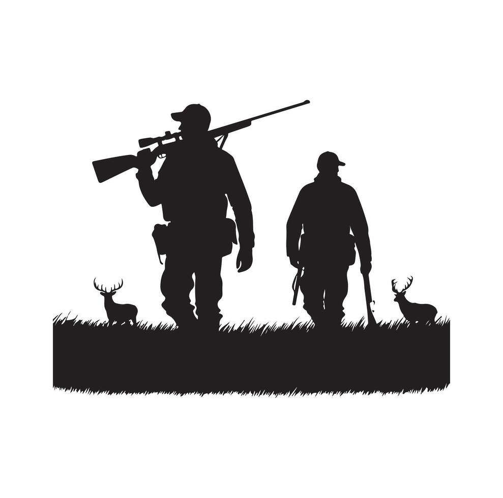 Hunting Man Silhouette illustration vector