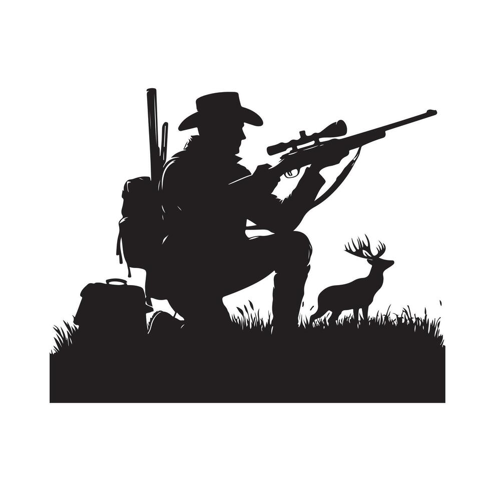 Hunting Man Silhouette illustration vector