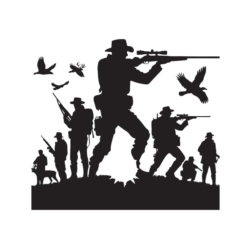 Hunting Man Silhouette illustration vector