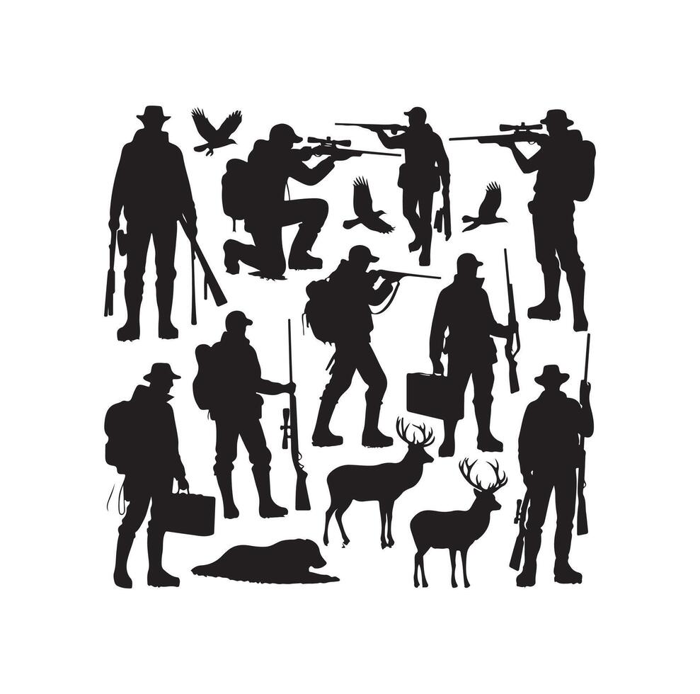 Hunting Man Silhouette illustration vector