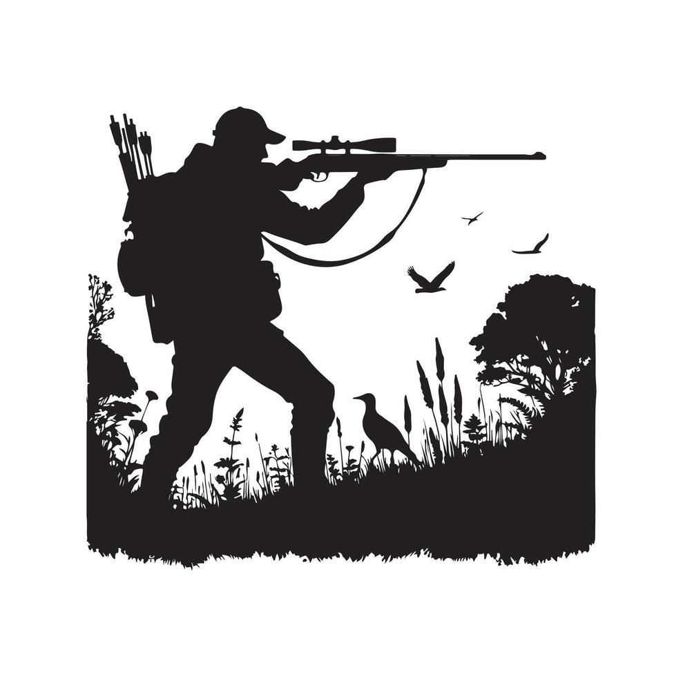 caza hombre silueta ilustración vector