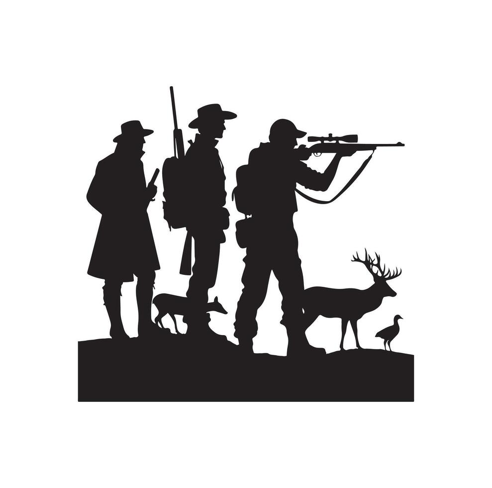 Hunting Man Silhouette illustration vector