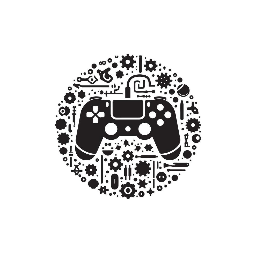 Game controller illustration design. Game controller icon trendy silhouette style design. illustration vector