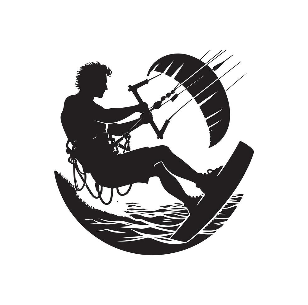 kitesurfing silhouette illustration icon vector