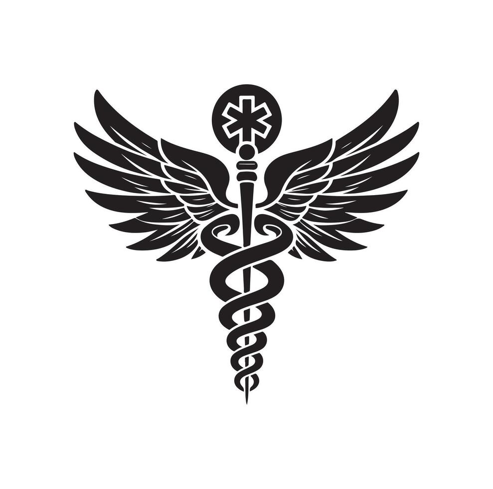 CADUCEUS SYMBOL, MEDICAL AND HEALTH RELATED ICON vector