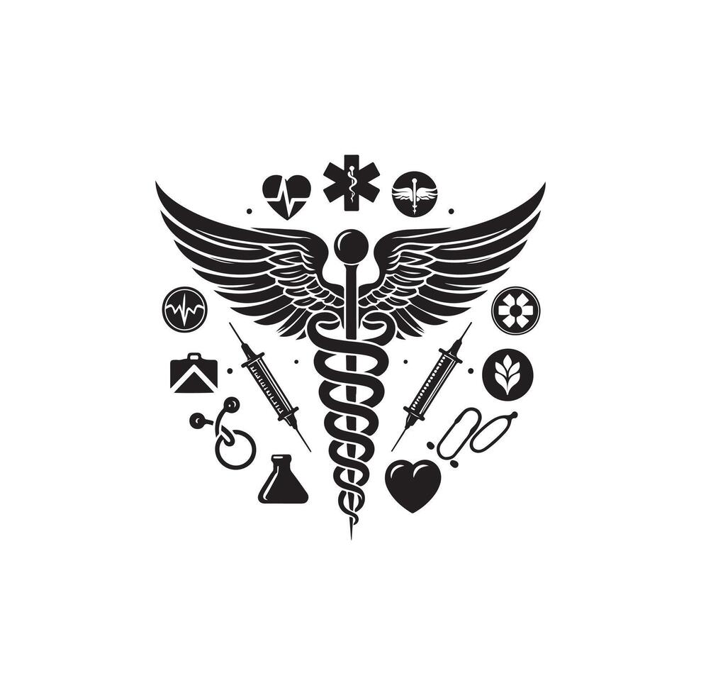 caduceo símbolo, médico y salud relacionado icono vector