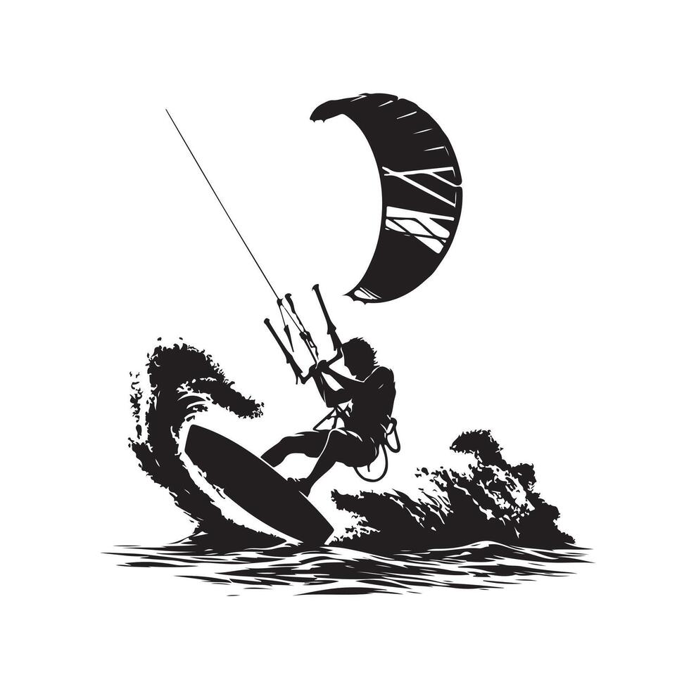 surf de vela silueta ilustración icono vector