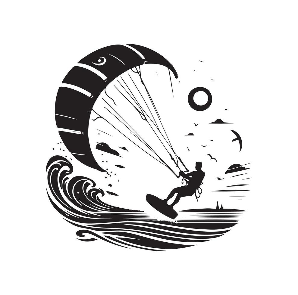 surf de vela silueta ilustración icono vector
