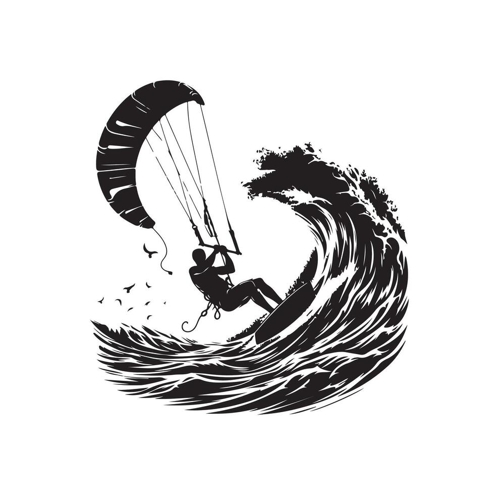 kitesurfing silhouette illustration icon vector