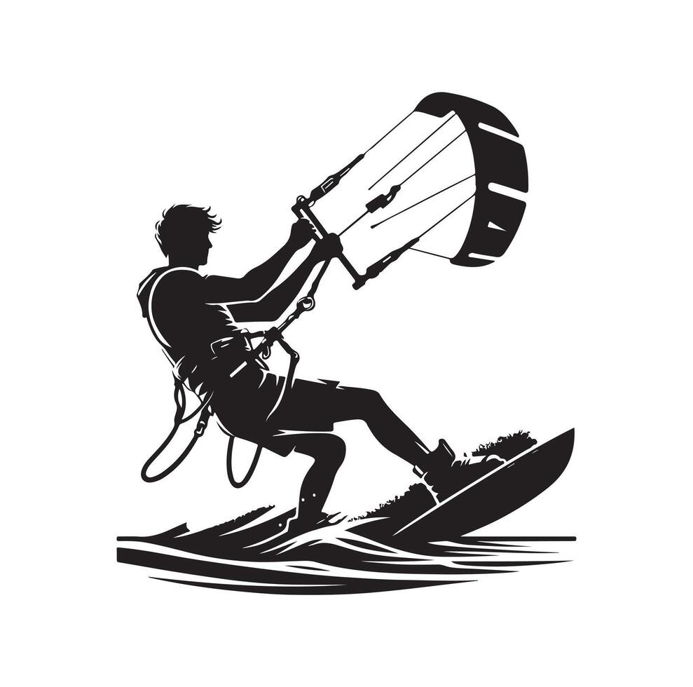 kitesurfing silhouette illustration icon vector