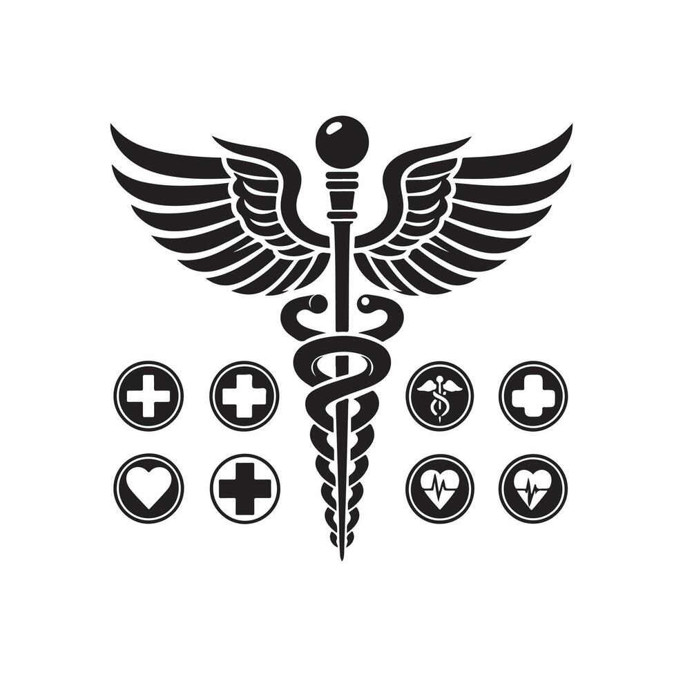 CADUCEUS SYMBOL, MEDICAL AND HEALTH RELATED ICON vector
