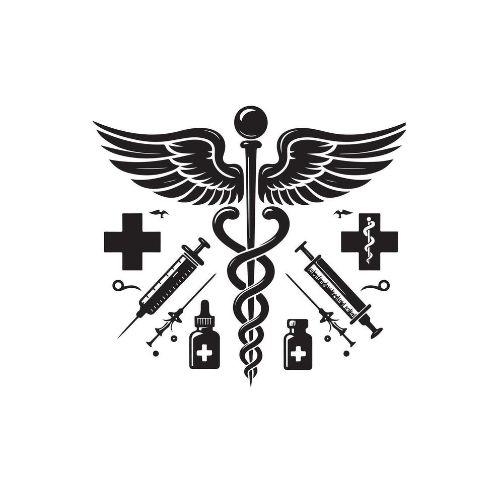 caduceo símbolo, médico y salud relacionado icono vector