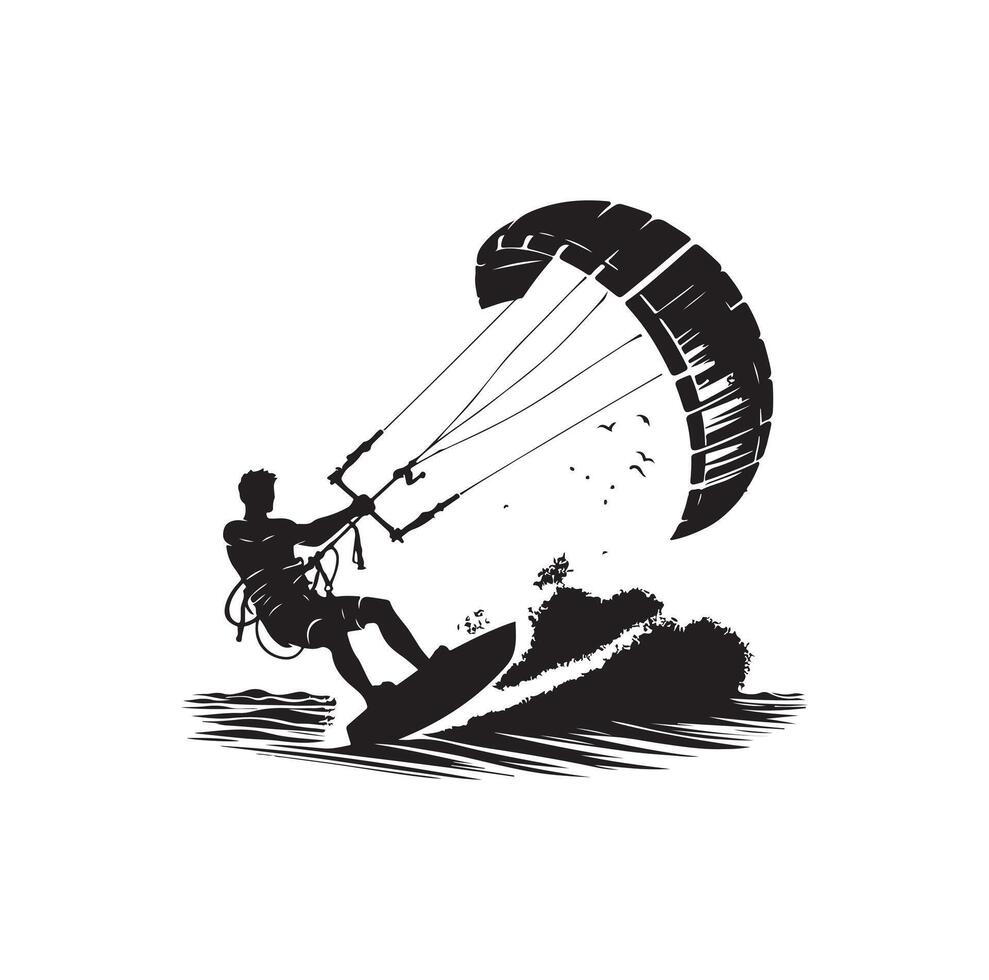 kitesurfing silhouette illustration icon vector