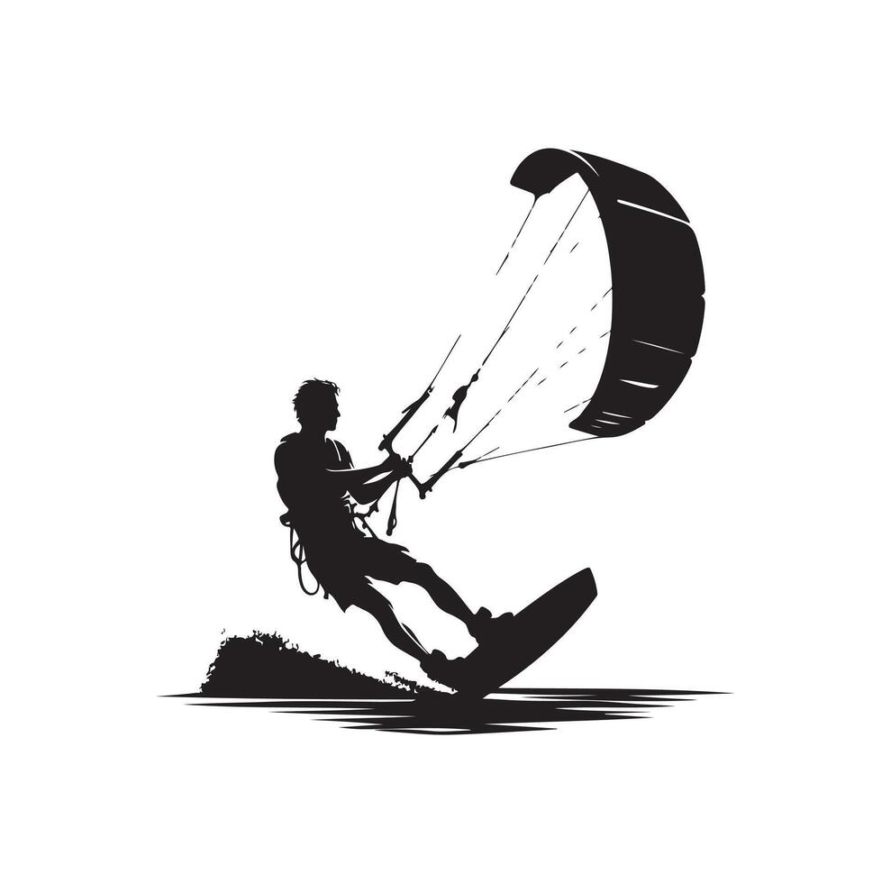 kitesurfing silhouette illustration icon vector