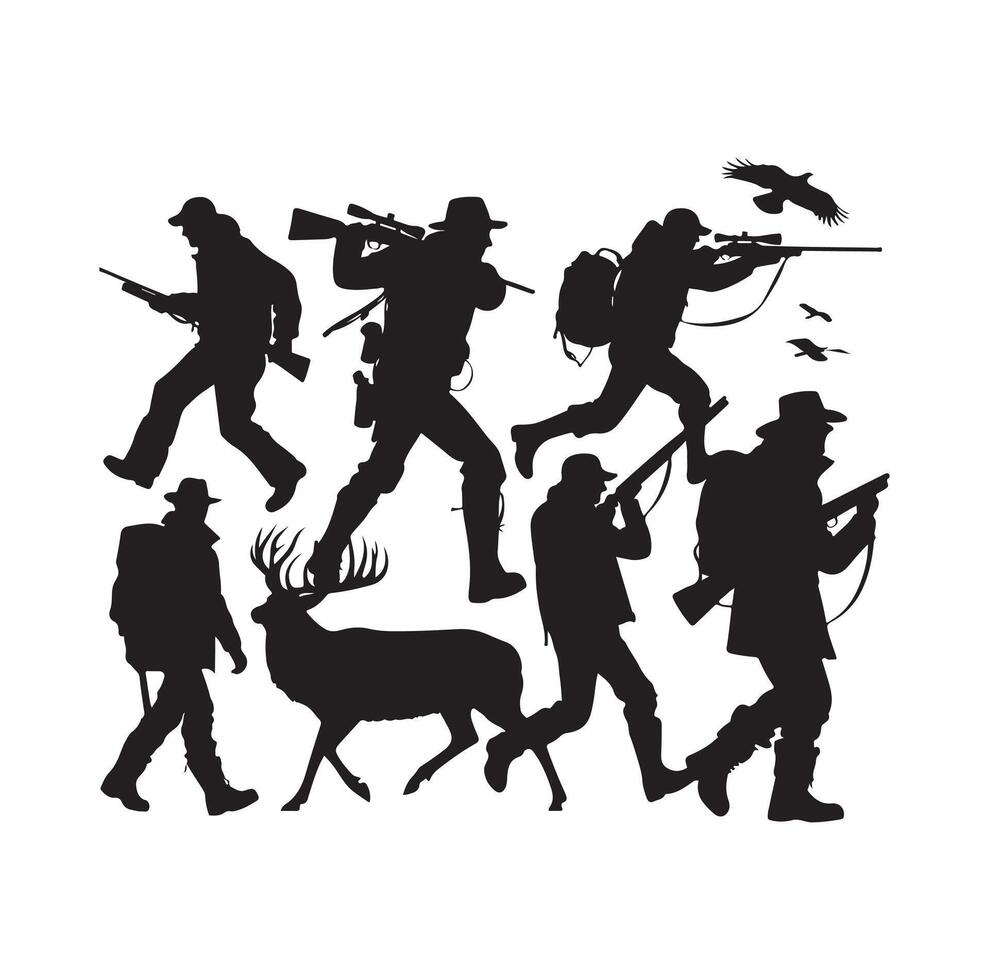 Hunting Man Silhouette illustration vector