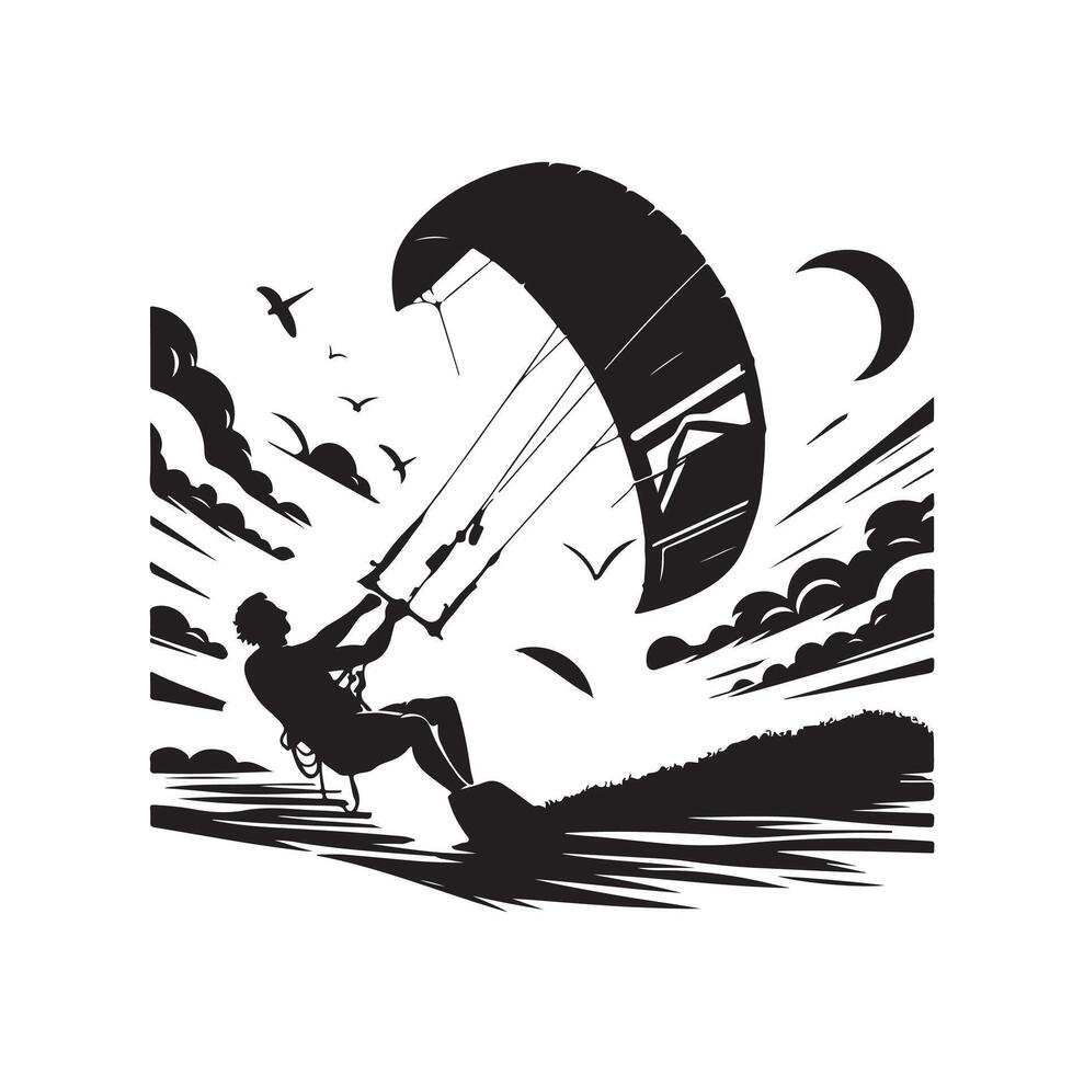 kitesurfing silhouette illustration icon vector