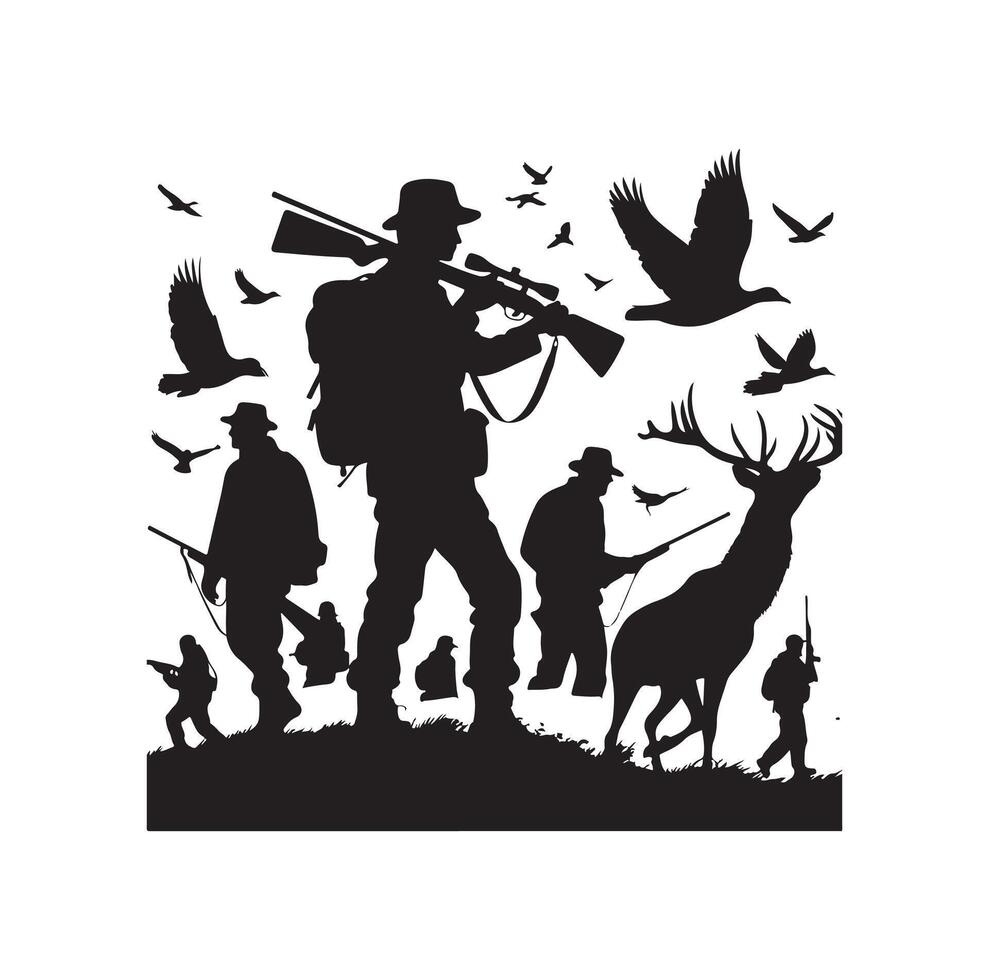 Hunting Man Silhouette illustration vector