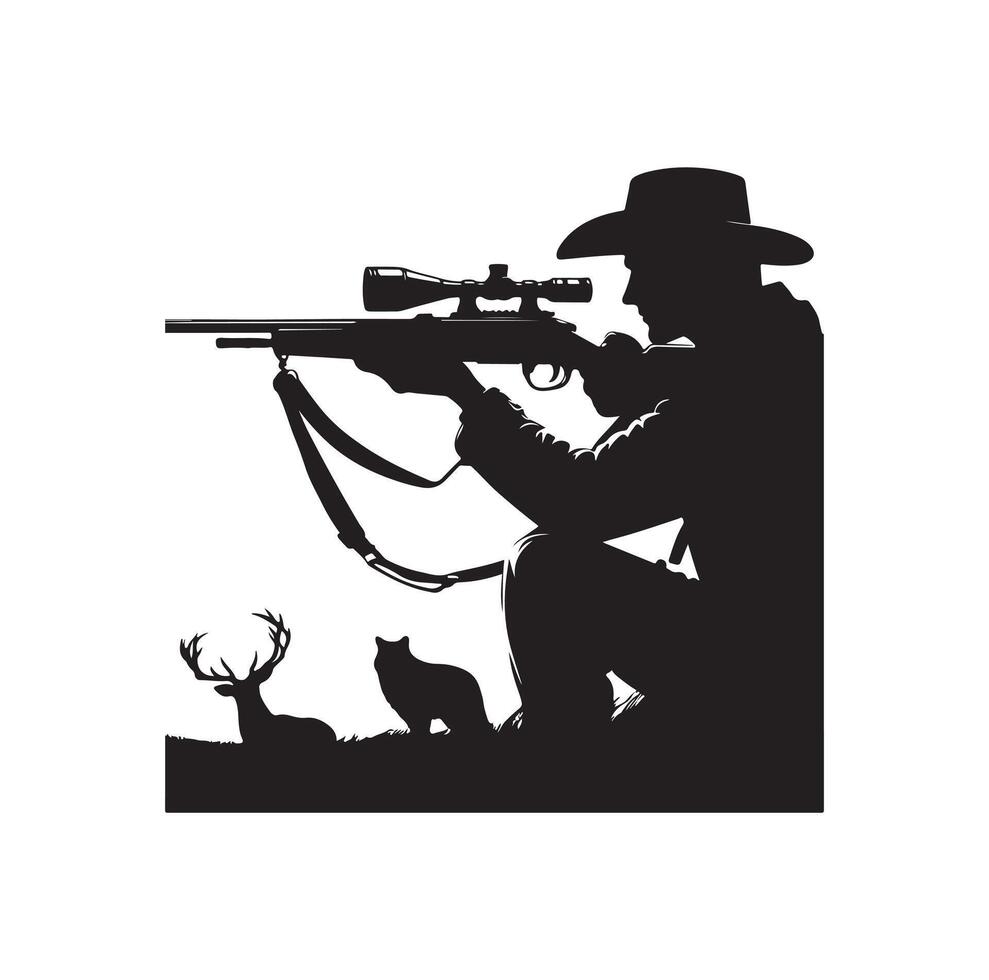Hunting Man Silhouette illustration vector