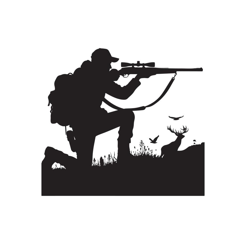 Hunting Man Silhouette illustration vector