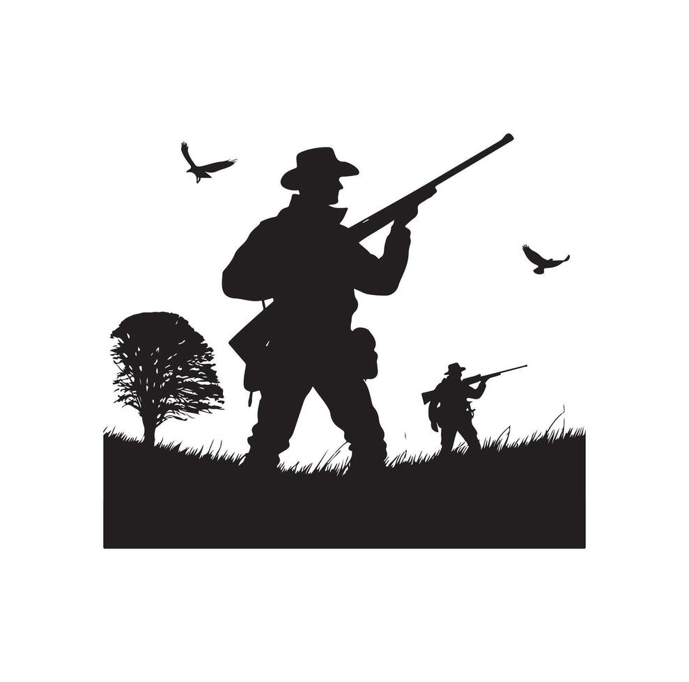 Hunting Man Silhouette illustration vector