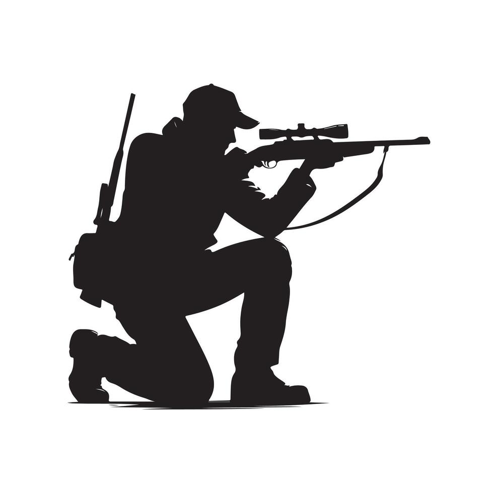 Hunting Man Silhouette illustration vector