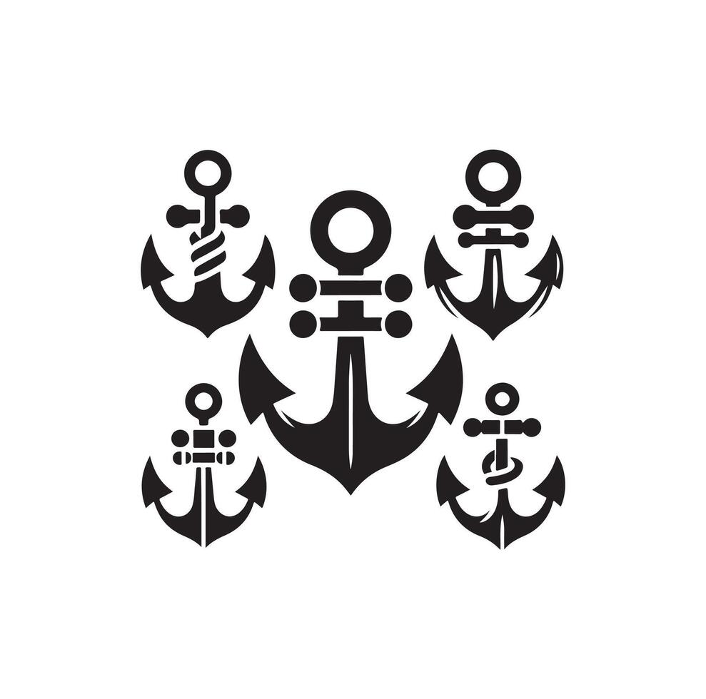 Anchor icon silhouette style vector