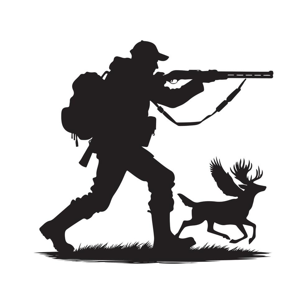 Hunting Man Silhouette illustration vector