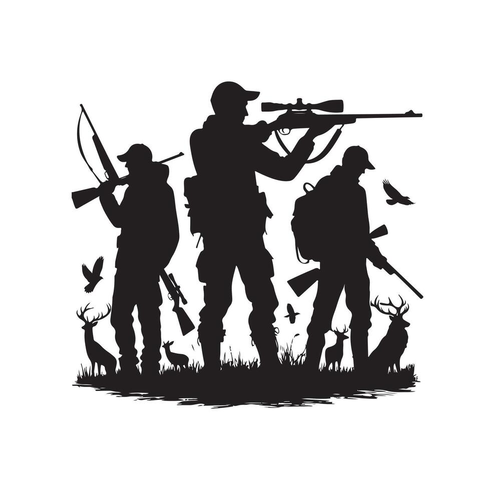 Hunting Man Silhouette illustration vector