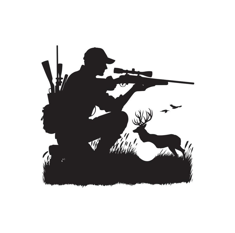 Hunting Man Silhouette illustration vector