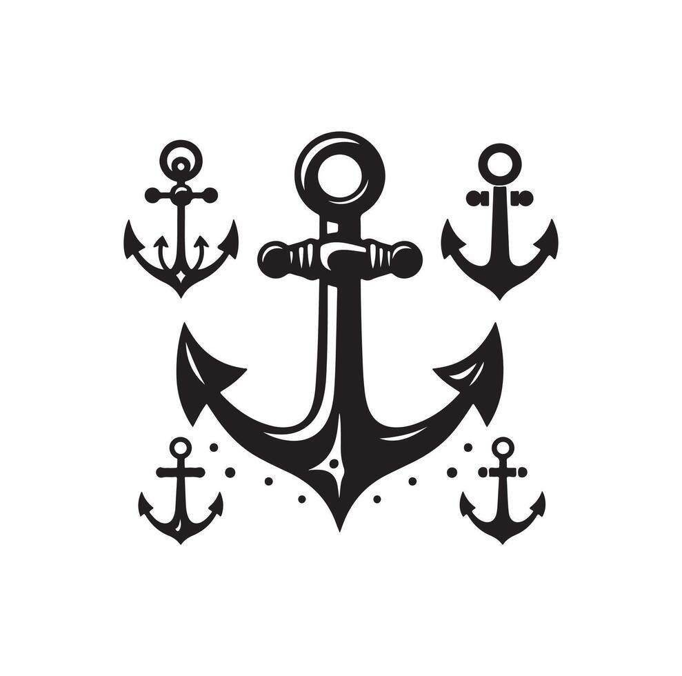 Anchor icon silhouette style vector