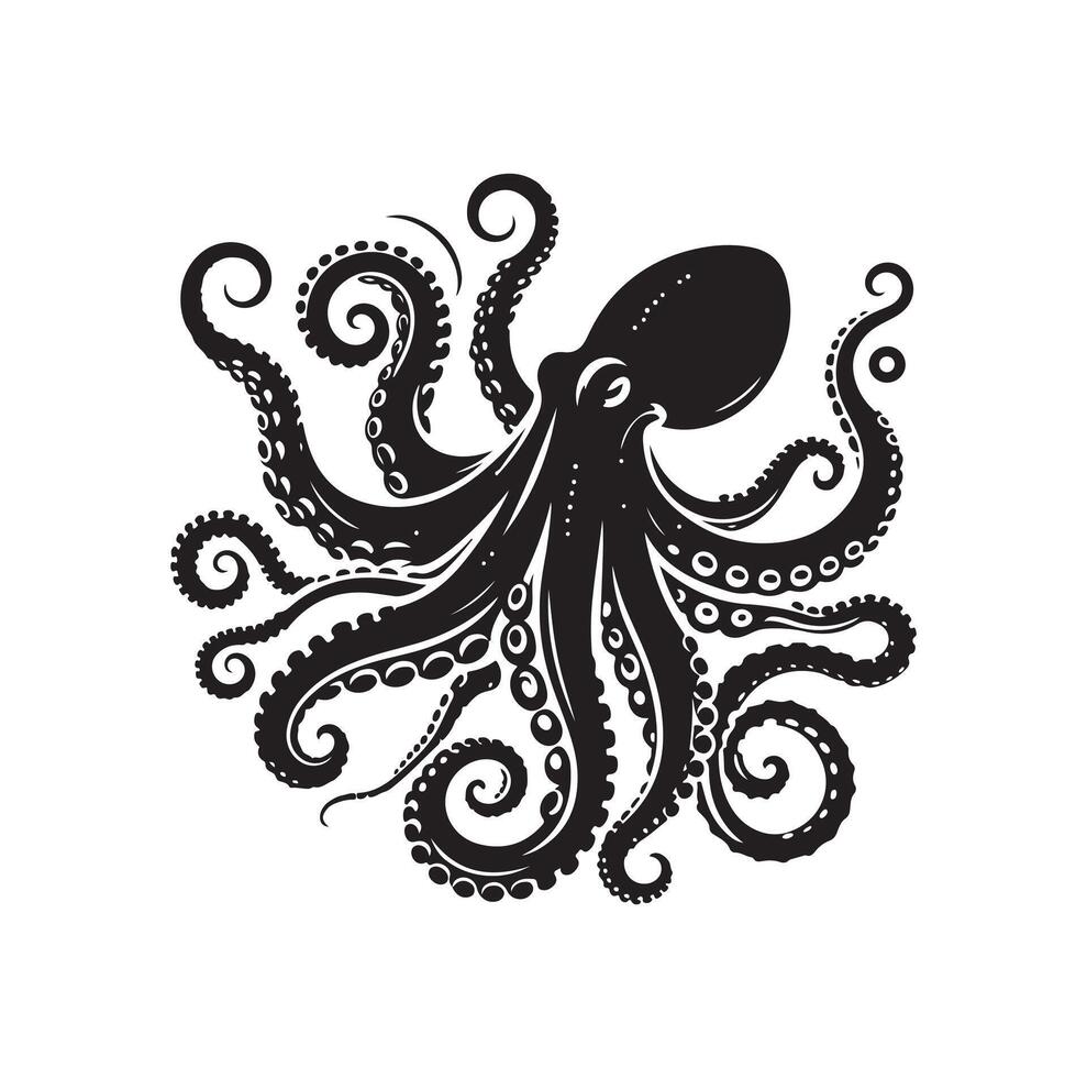 pulpo silueta ilustración logo vector