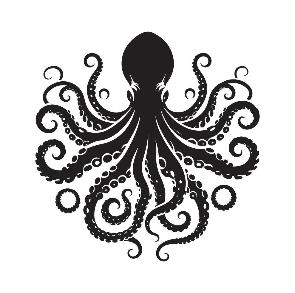 pulpo silueta ilustración logo vector