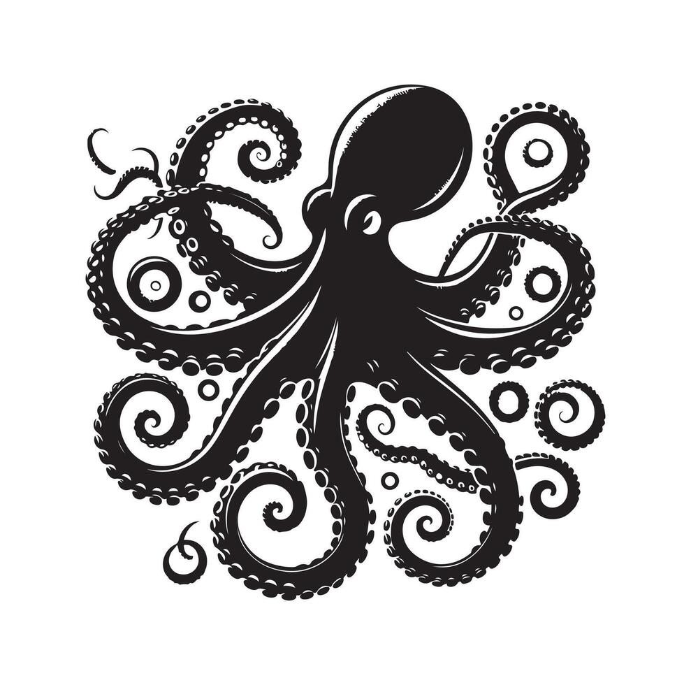 Octopus silhouette illustration logo vector