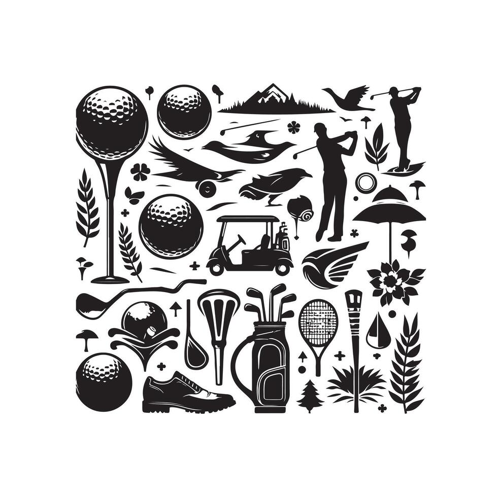 Golf Icon collection illustration silhouette style vector