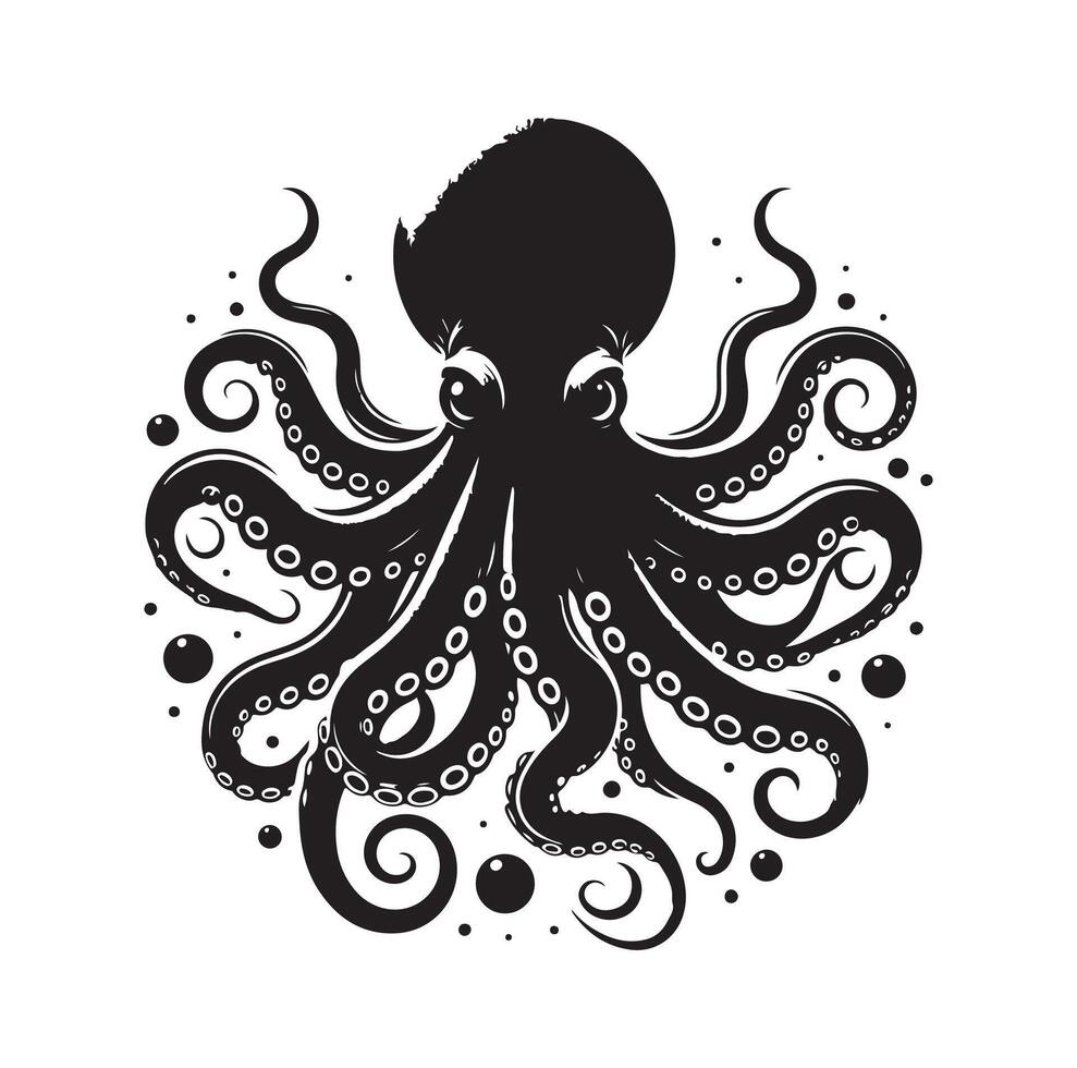 Octopus silhouette illustration logo vector