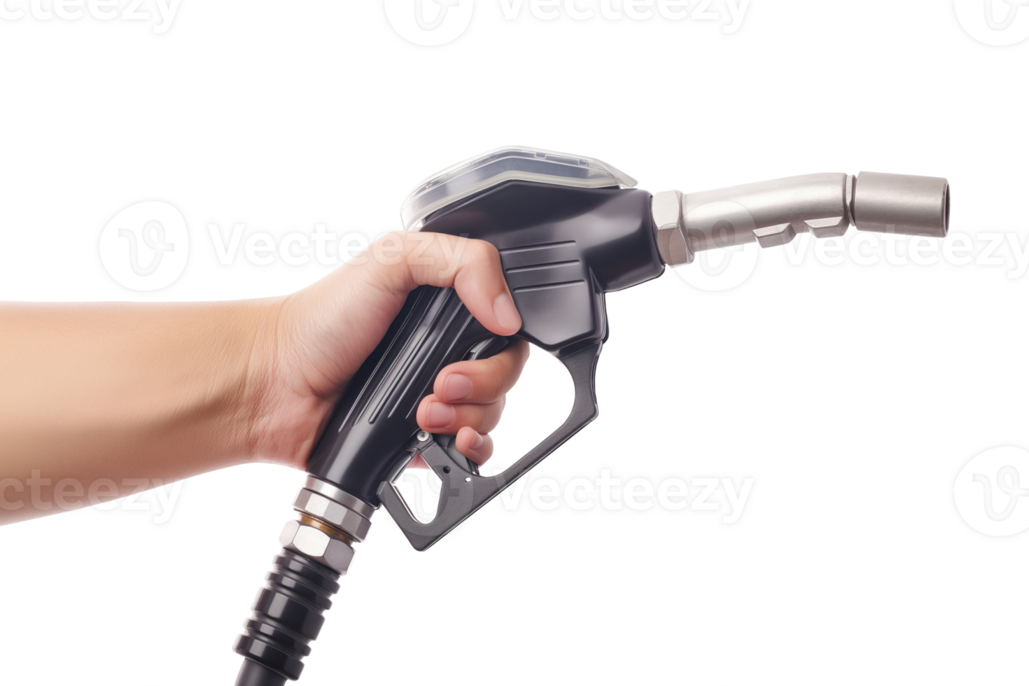 Close Up of hand holding gas nozzle png