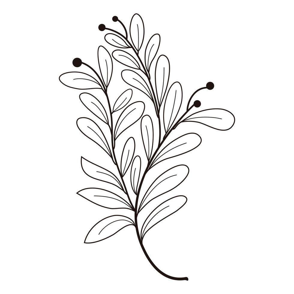 mano dibujado árbol hoja ramita floral elemento ilustración vector