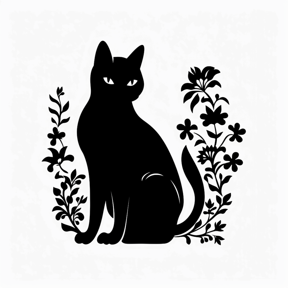 floreale gatto silhouette png